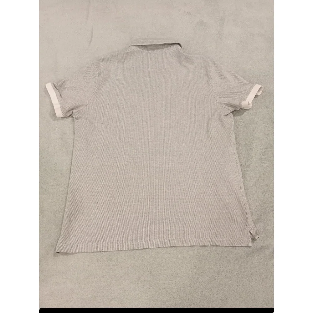 Mens Banana Republic Short Sleeve Polo Standard Fit XL White Gray Blue
